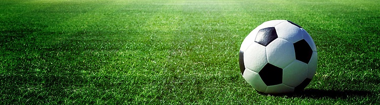Fußball, der auf dem Rasen liegt.
