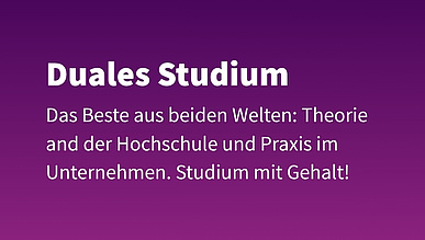 Duales Studium kurze Erklärung auf lila Hintergrund