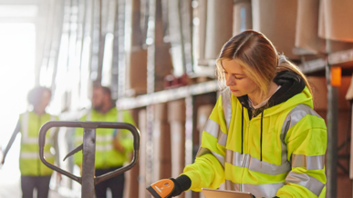 Fachkraft für Lagerlogistik bei der Arbeit in der Ausbildung